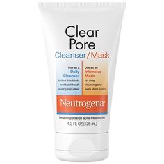 Neutrogena Clear Pore Cleanser & Mask can be used as a daily face wash or as a clay face mask Facial cleanser/face mask helps to penetrate deep into pores to control oil and help prevent acne Designed for acne-prone skin, the 2-in-1 product can be used to help clear skin With 3.5% benzoyl peroxide acne medication, the acne wash/mask helps treat existing breakouts Also formulated with oil-absorbing kaolin and bentonite clay for shine control Dermatologist-tested formula provides cooling sensation Neutrogena Cleanser, The Best Skin Care Products, Pore Mask, Daily Face Wash, Daily Facial Cleanser, Best Skin Care Products, Pore Cleanser, The Best Skin Care, Clear Pores