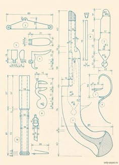 the blueprint drawing shows how to use scissors and other tools for cutting fabric or paper