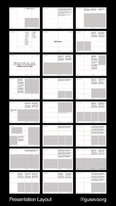 a black and white poster with text on it that says, presentation layout for the design process