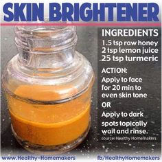 Brighten Armpits, Diy Skin Brightener, Skin Brightener, Turmeric Face Mask, Homemade Facials, Clear Acne, Skin Care Recipes, Diy Skin Care