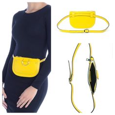 Leather Waist Bag, Belt Length, Leather Belt Bag, Yellow Leather, Waist Bag, Zip Top, Small Bags, Belt Bag, Pebbled Leather