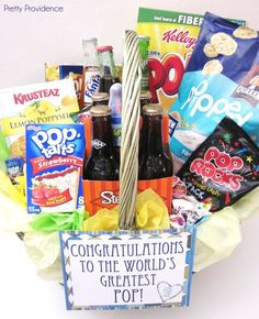 congratulations to the world's greatest pott gift basket with beer and snacks in it