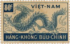 a stamp with a blue dragon on it