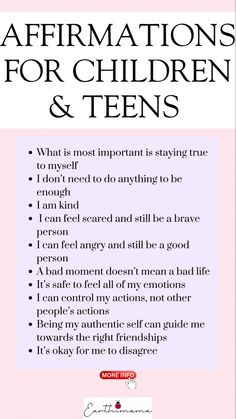 Affirmations For Tweens affirmations for kids affirmations for teens Daily Affirmations For Teen Boys, Parenting Mantras, Kids Positive Quotes, Affirmations For Parents, Positive Quotes For Kids, Prayerful Planner, School Affirmations, Mirror Messages, Kid Affirmations