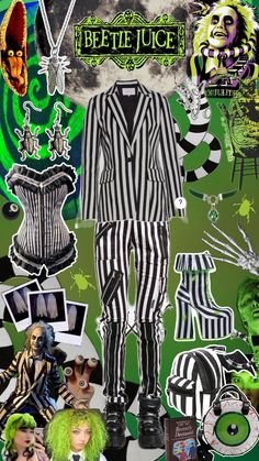 a collage of photos with clowns and other things on it, including an image of a man in striped suit