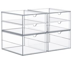 three clear plastic drawers stacked on top of each other