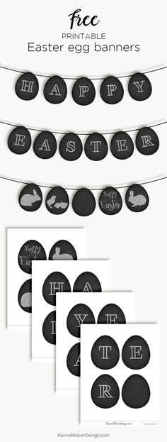 black and white easter egg banners