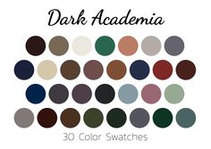 the color swatches for dark acadenia