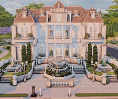 this is an artist's rendering of a large mansion in the middle of a park