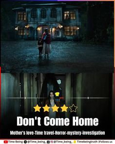 the movie poster for don't come home with two people standing in front of a house