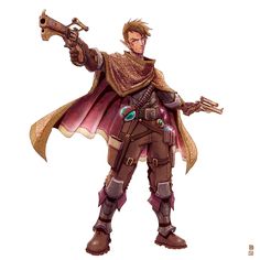 ArtStation - Elf Ladin Inventor Gunslinger Rpg, Persona Design, Legion Of Superheroes, Fantasy Heroes, Fairy Tail Art, Cowboy Art, Fantasy Images, Superhero Design