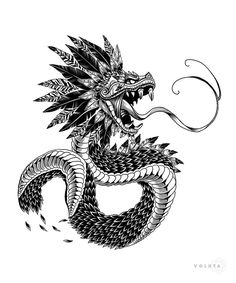 a black and white drawing of a dragon