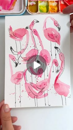 Paint A Flamingo Tutorial, Flamingo Watercolor Painting Easy, Flamingos Art Illustration, Flamingo Doodle, Easy Watercolor Ideas, Agate Painting, Pig Watercolor, Diy Flamingo, Flamingo Artwork