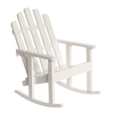 a white plastic rocking chair on a white background