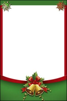 a christmas frame with bells and holly