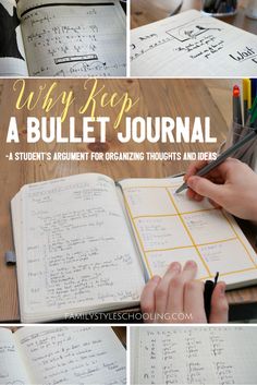 Why Keep a Bullet Journal? A Student's Argument For Organizing Thoughts and Ideas - Family Style Schooling Organizing Thoughts, Homeschool Highschool, Bullet Journal Index, Bullet Journal Key, Homeschool Encouragement, Classical Conversations, Homeschool Planning