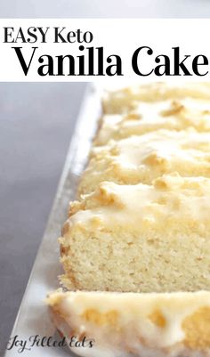 an easy keto vanilla cake with white icing