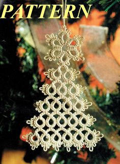 an ornament hanging from a christmas tree with the words crochet pattern on it