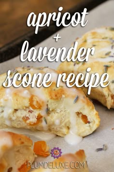 apricot and lavender scone recipe with text overlay