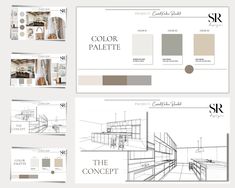 an architectural presentation board with different colors