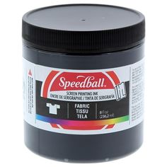 a jar of black acrylic paint on a white background