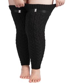 Plus Size Leg Warmers Cable Knitted - Black丨Moon Wood Long Leg Warmers, Thigh High Leg Warmers, Knitted Leg Warmers, Plus Size Tights, Knit Leg Warmers, Thigh High Socks, Thigh High Stockings, Long Knit, Plus Size Leggings