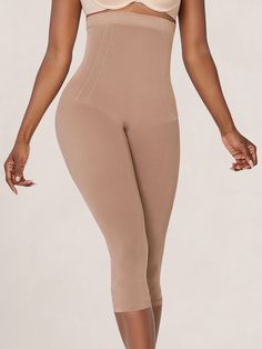 Curveez® Comfort Evolution Shaping Capri Seamless Shaping High-cut Leg Shapewear, Seamless Shaping Shapewear Mid-thigh Length, Seamless Shapewear Bottoms, Short Length, Compression Shapewear Bottoms, Short Length, Solid High-stretch Capri-length Activewear, Mid Thigh Shorts, Body Shaper, Body Shapers, 4 Way Stretch Fabric