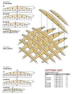 the diagram shows how to make a wooden structure with different sections and measurements for each section