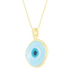 One look at this refreshing protector pendant and you'll want to dive right in! A modern spin on the iconic evil eye, you'll love the energizing vibe its aquatic blues and jaunty organic shape bring to your latest layers. Slip on some tropical accents and bright colors, then get ready to make a splash wherever the day takes you. 14k gold plated sterling silver Unique, handmade ceramic glossy bead Pendant Dimensions: 1" in width x .7" in height 15-17" Adjustable in length Evil Eye Necklace Silver, Cute Ear Piercings, School Jewelry, Bead Pendant, Preppy Aesthetic, Evil Eye Necklace, Eye Necklace, Dream Jewelry, Summer Accessories