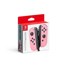 the nintendo switch is pink and has two controllers