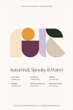 the autumn spooky and warm flyer is shown in purple, green, yellow and orange