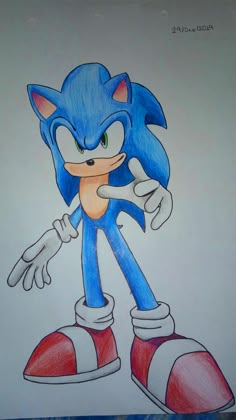 a drawing of sonic the hedgehog