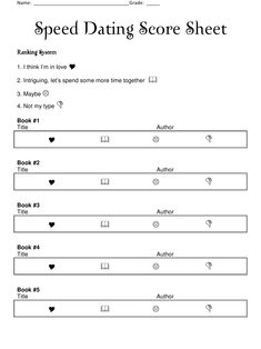 the speed dating score sheet is shown