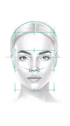 a drawing of a woman's face with the lines drawn to show her height