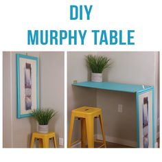 the diy murphy table is painted yellow and blue