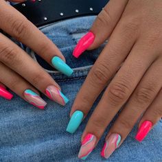 Summer Nails 2023, Neon Acrylic Nails, Nails Dark, Nails Dip, Summery Nails, Simple Acrylic Nails, Cute Gel Nails, Nails 2023