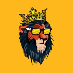 a lion wearing sunglasses and a crown