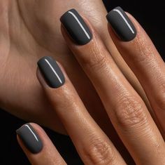 Grey Polish Nails, Grey Biab Nails, Smokey Gray Nails, Dark Pedicure Ideas, Light Black Nails, Short Grey Nails Ideas, Grey And Pink Nail Ideas, Grey Gel Nails Ideas, Grey Manicure Ideas