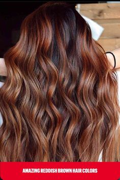 Red, Brown and Copper Balayage for long hair with messy waves Copper Brown Hair Color, Copper Brown Hair, Spring Hair Color Trends, Warm Hair Color, Natural Red Hair, Brown Hair Dye