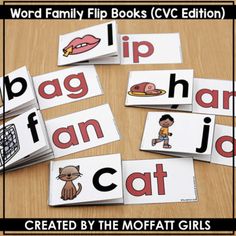 the word family flip books cvc version includes four matching cards to help children learn their letters