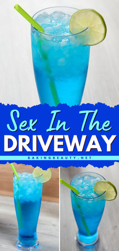 Here's an easy alcoholic drink recipe to try! Learn how to make Sex in the Driveway Cocktail! This creative cocktail features bright fruity flavors and an eye-catching electric blue color. Save this pin! Cheap Mixed Drinks, Mixed Drinks Alcohol Recipes, Sweet Alcoholic Drinks, Drinks Alcohol Recipes Easy, Summer Drinks Alcohol Recipes, Fruity Mixed Drinks, Bartender Drinks Recipes, Easy Mixed Drinks