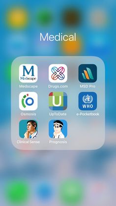 the medical app on an iphone screen with icons for doctors and other health related items