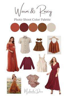 the color palette for warm neutrals is shown in red, brown and beige tones