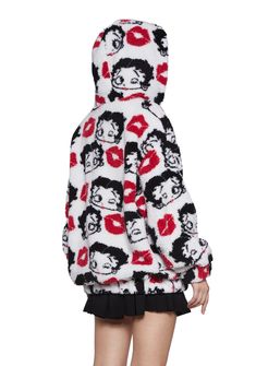 Hello Kitty Zip Up Hoodie, Betty Boop Leather Jacket, Betty Boop Jacket, Betty Boop Pajamas, Betty Boop Crewneck, Xmas List, Dream Outfits, Novelty Bags, Sherpa Jacket