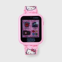 Present a tech-savvy gift to your kiddo with the Hello Kitty Interactive Smartwatch. This pink smartwatch comes with alarm, camera, video and calculator features, making it great for everyday use. The strap is covered with Hello Kitty print for a cute look. With a 24-hour digital time display, this battery-powered smartwatch is designed to help keep them entertained, while the buckle closure provides a custom fit around their wrist. Basic Accessories, Hello Kitty Print, Preppy Things, Mermaid Barbie, 10 Birthday, Kitty Items, Kitty Accessories, Hello Kitty Accessories, Black Photography