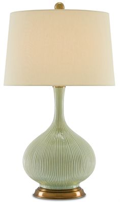 Currey and Company - 6000-0218 - One Light Table Lamp - Grass Green/Antique Brass Green Table Lamp, Green Antique, Green Lamp, Estilo Country, Cfl Bulbs, Green Table, Table Lamp Design, Bedroom Lamps, Brass Table Lamps