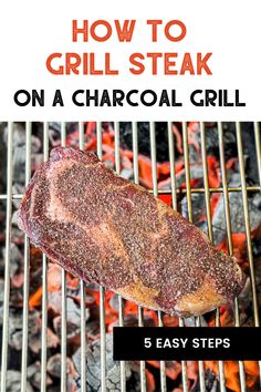 A raw steak grilling on a charcoal grill Reverse Sear Ribeye, Reverse Sear Steak, Sizzle Steak Recipes, Grilled Dinner Recipes, Charcoal Grilling, Grilled Food, Top Sirloin Steak