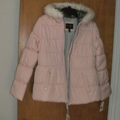 Sold As Shown Very Pretty Pink Puffer Coat, Pink Fur, Pink Coat, White Faux Fur, Puffer Coat, Fur Trim, Kids Jacket, Jessica Simpson, New Color