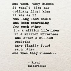 an old typewriter that has been written in black on white paper with the words, and then they kissed it