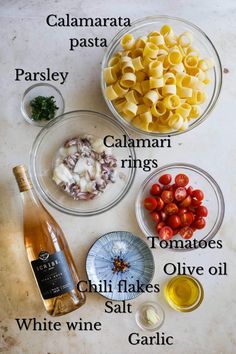 the ingredients to make this dish include pasta, tomatoes, garlic and other condiments